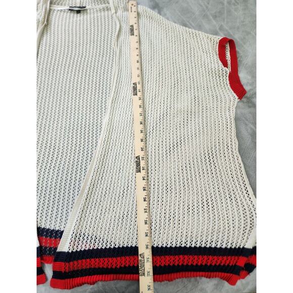 Lane Bryant Swimsuit Cover Up Summer Cardigan Size 14/20 Stripe Crochet Hooded - Picture 9 of 10